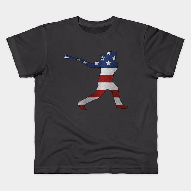 Baseball American Flag . Patriotic USA Sports Fans Kids T-Shirt by Rossla Designs